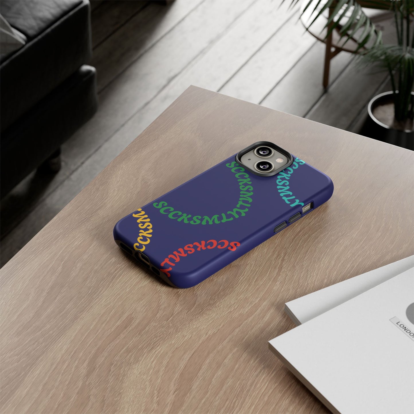 Y2K Wavy Script Tough Case for Apple- Navy Blue