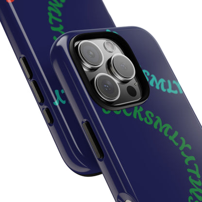 Y2K Wavy Script Tough Case for Apple- Navy Blue