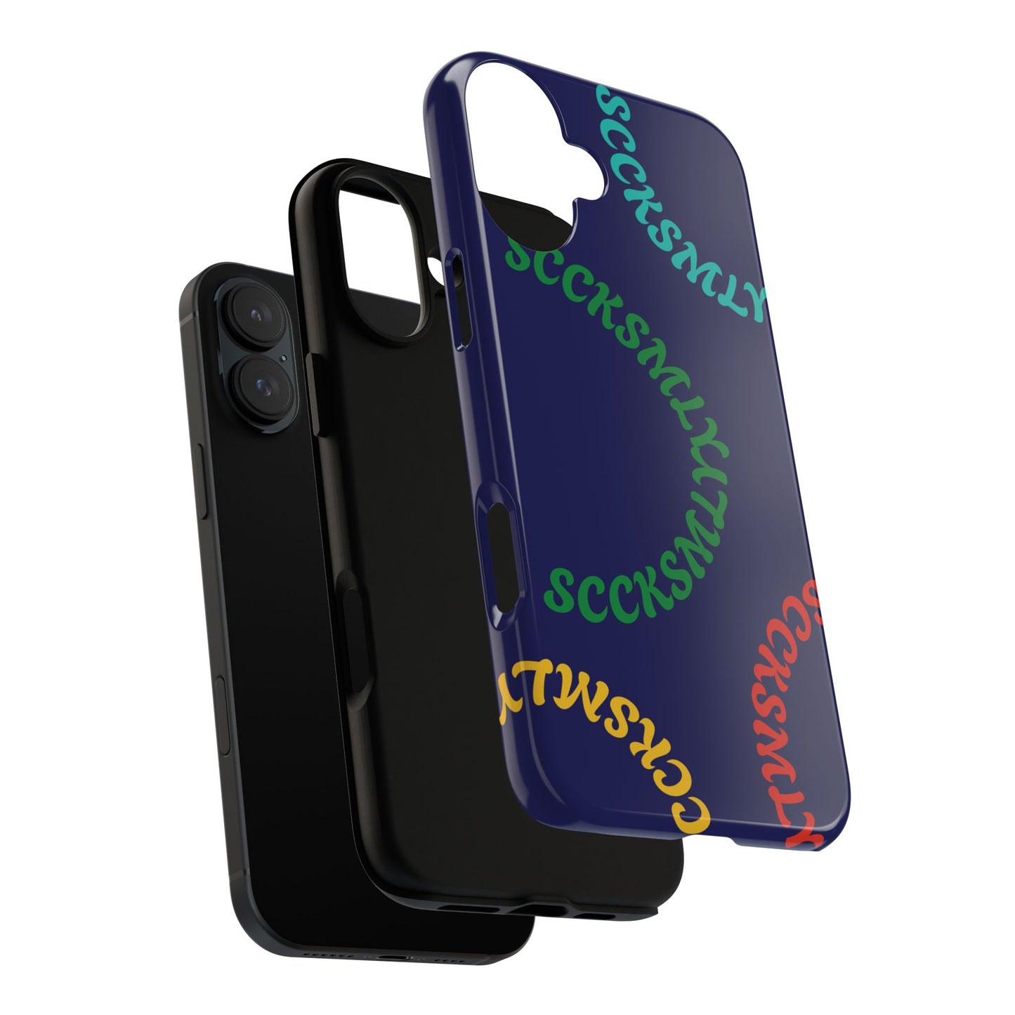 Y2K Wavy Script Tough Case for Apple- Navy Blue
