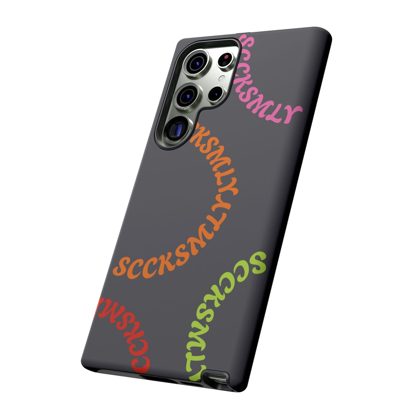Y2K Wavy Script Tough Case for Samsung- Gray