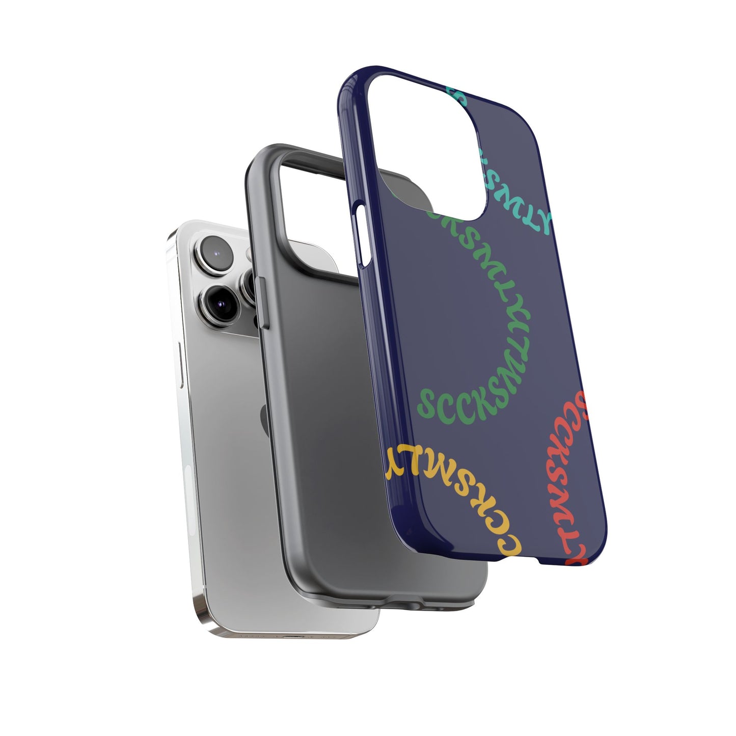 Y2K Wavy Script Tough Case for Apple- Navy Blue