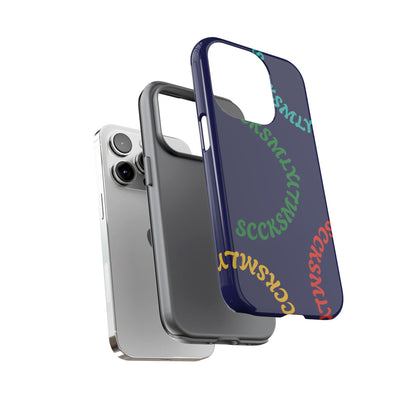 Y2K Wavy Script Tough Case for Apple- Navy Blue