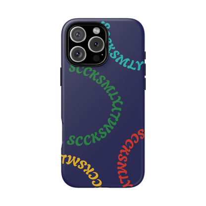 Y2K Wavy Script Tough Case for Apple- Navy Blue