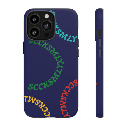 Y2K Wavy Script Tough Case for Apple- Navy Blue