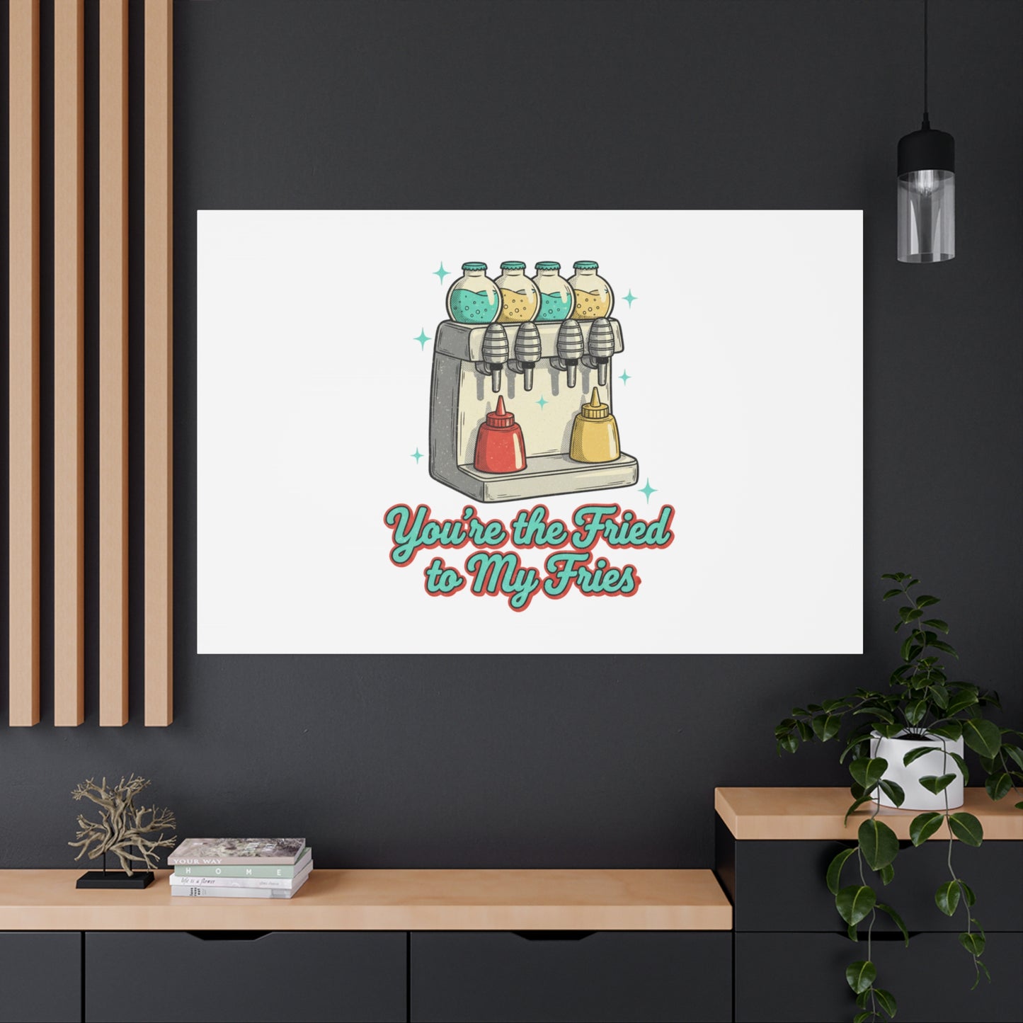 You’re the Fried to My Fries Canvas | Retro Diner Matchbook, Pantry Label Art