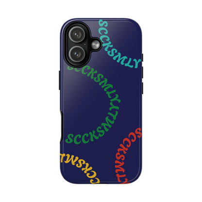 Y2K Wavy Script Tough Case for Apple- Navy Blue