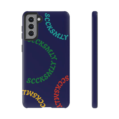 Y2K Wavy Script Tough Case for Samsung- Navy Blue