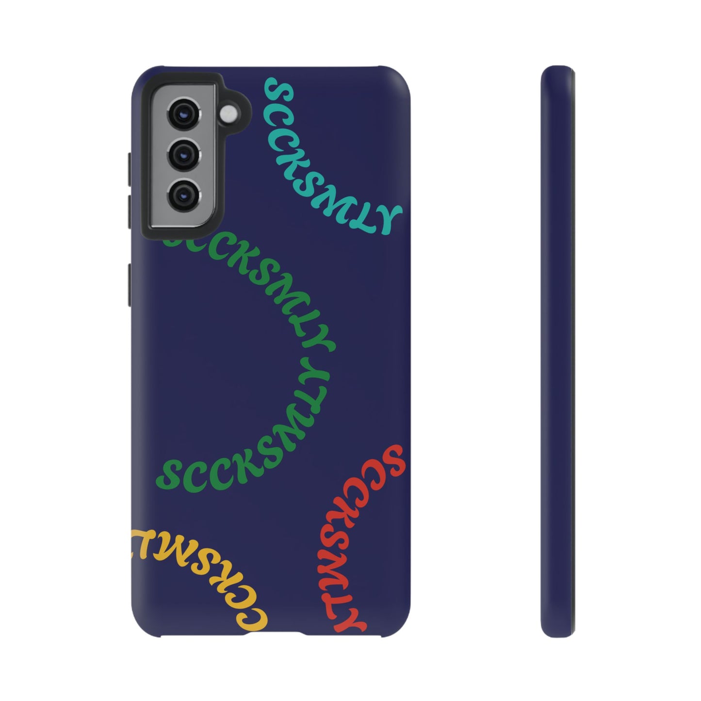 Y2K Wavy Script Tough Case for Samsung- Navy Blue