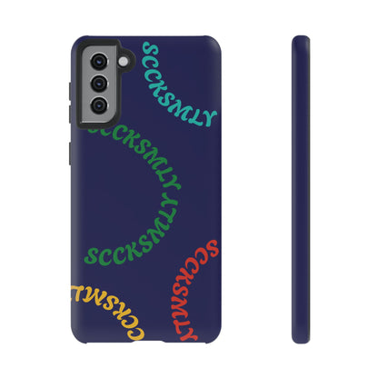 Y2K Wavy Script Tough Case for Samsung- Navy Blue