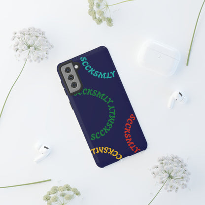 Y2K Wavy Script Tough Case for Samsung- Navy Blue