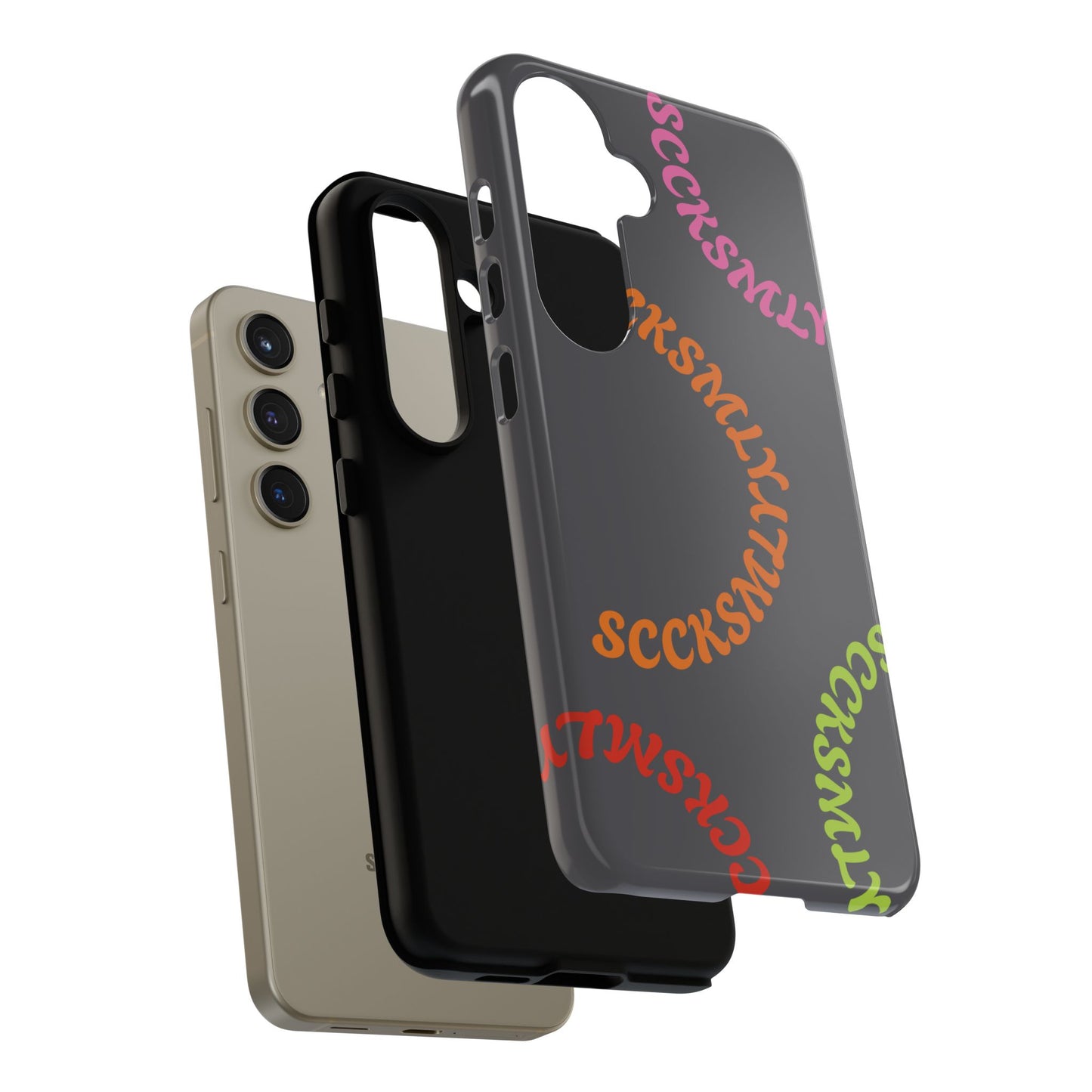 Y2K Wavy Script Tough Case for Samsung- Gray