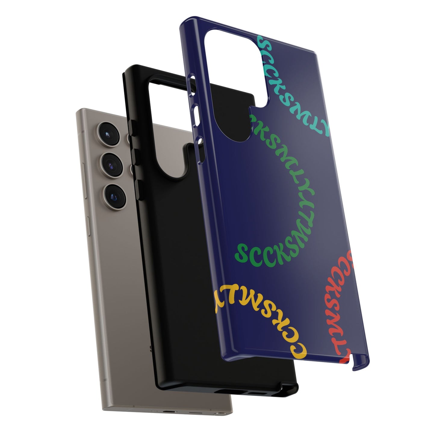 Y2K Wavy Script Tough Case for Samsung- Navy Blue