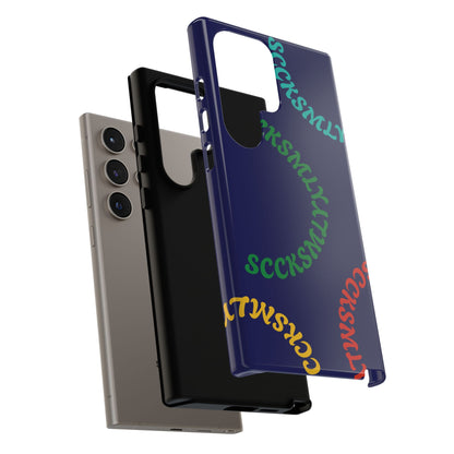 Y2K Wavy Script Tough Case for Samsung- Navy Blue
