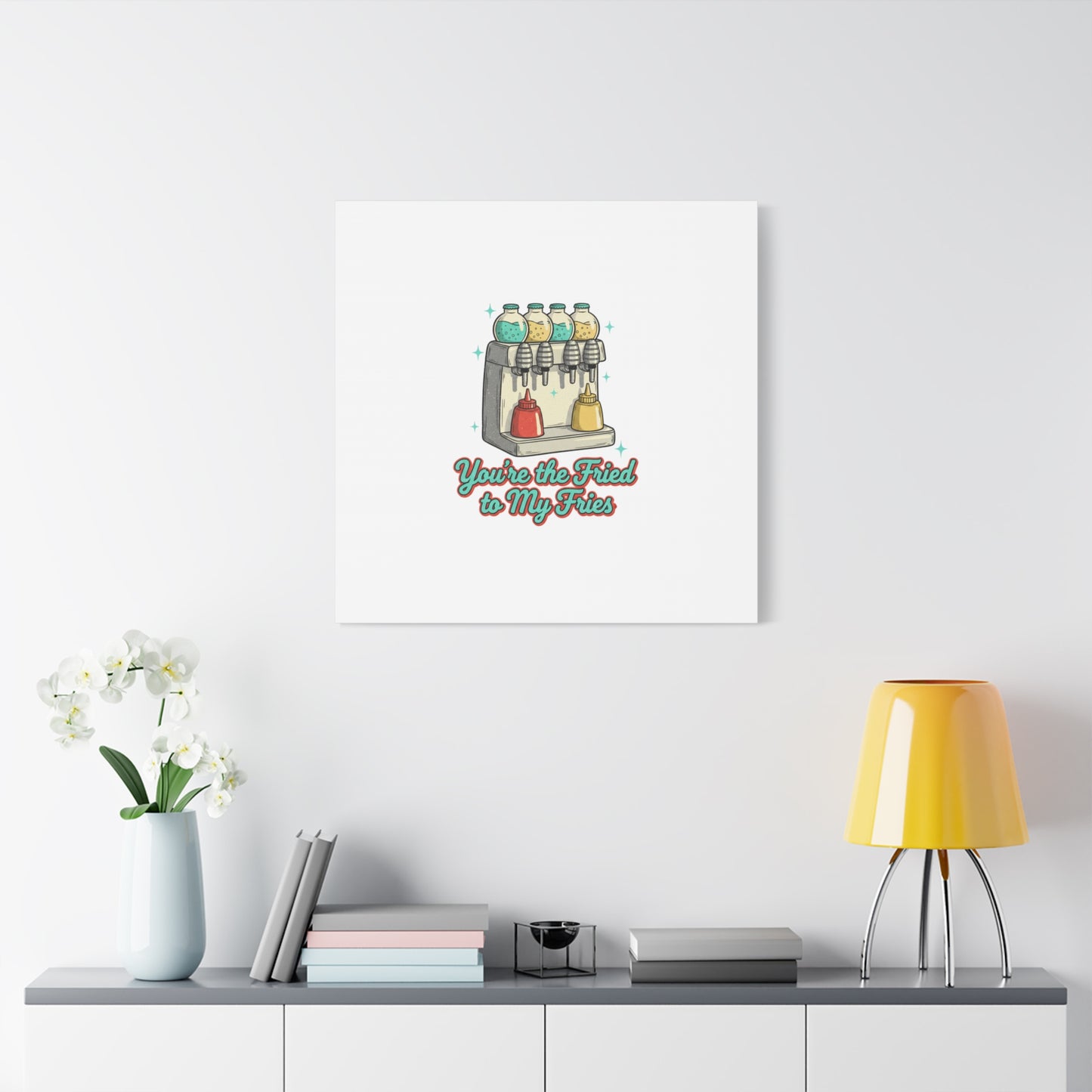 You’re the Fried to My Fries Canvas | Retro Diner Matchbook, Pantry Label Art