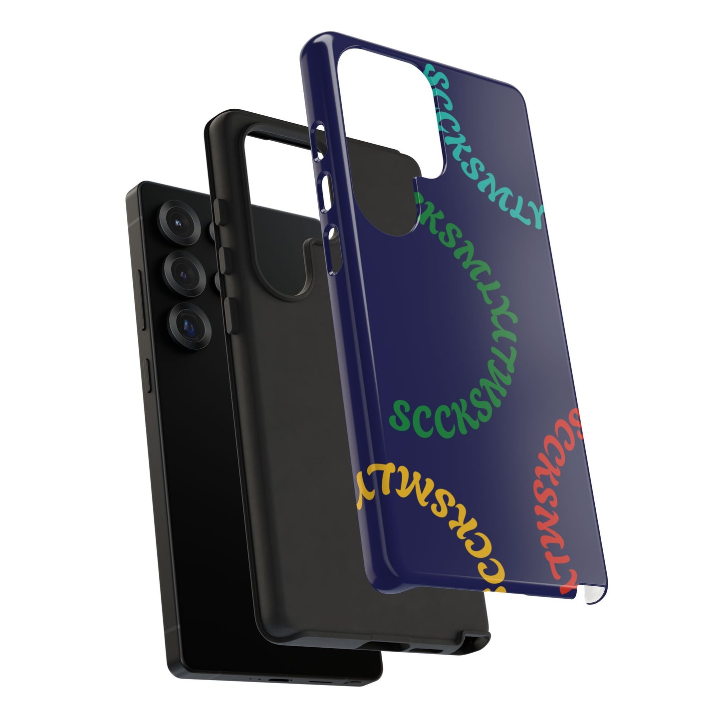 Y2K Wavy Script Tough Case for Samsung- Navy Blue