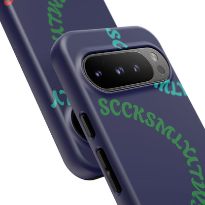 Y2K Wavy Script Tough Case for Google Pixel- Navy Blue