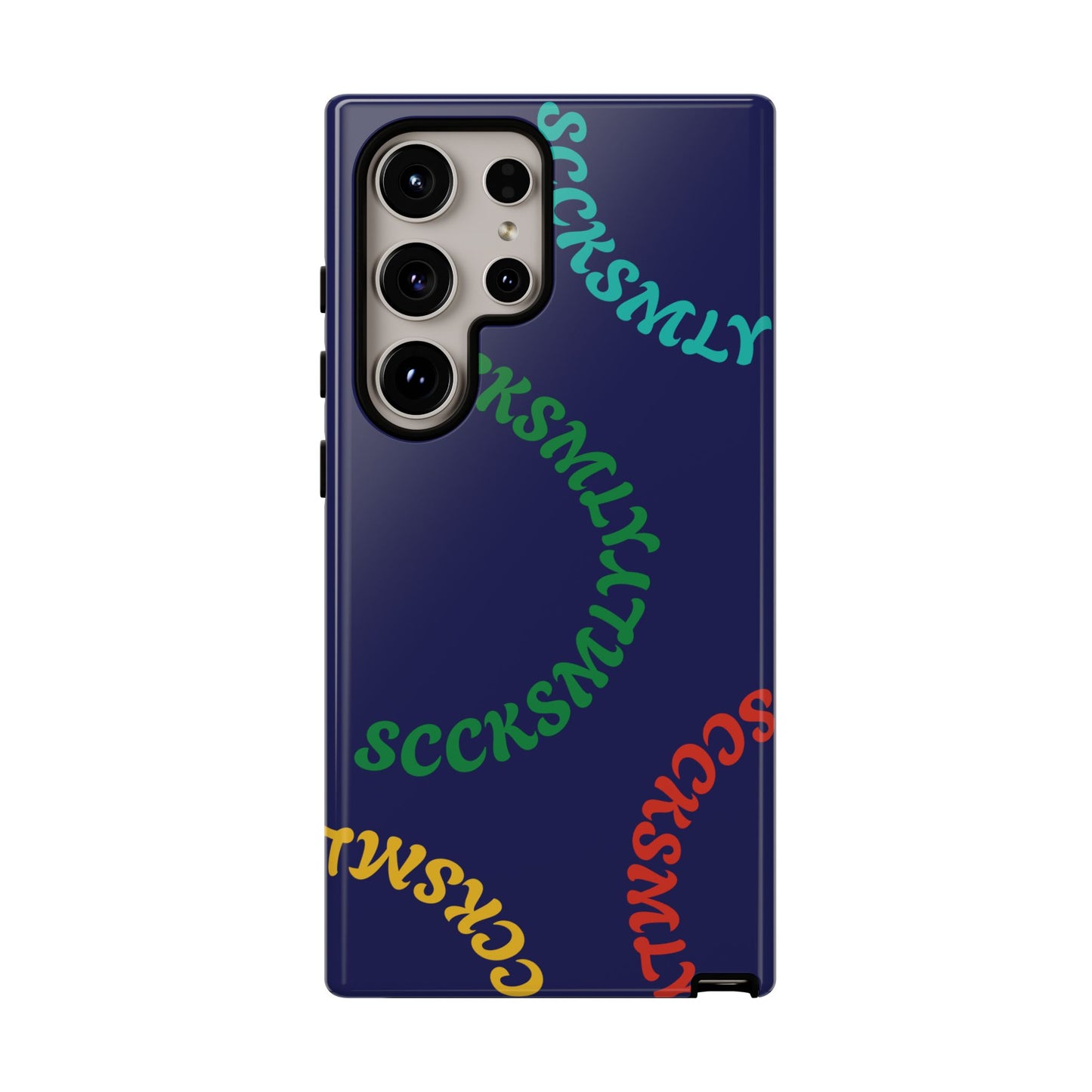 Y2K Wavy Script Tough Case for Samsung- Navy Blue
