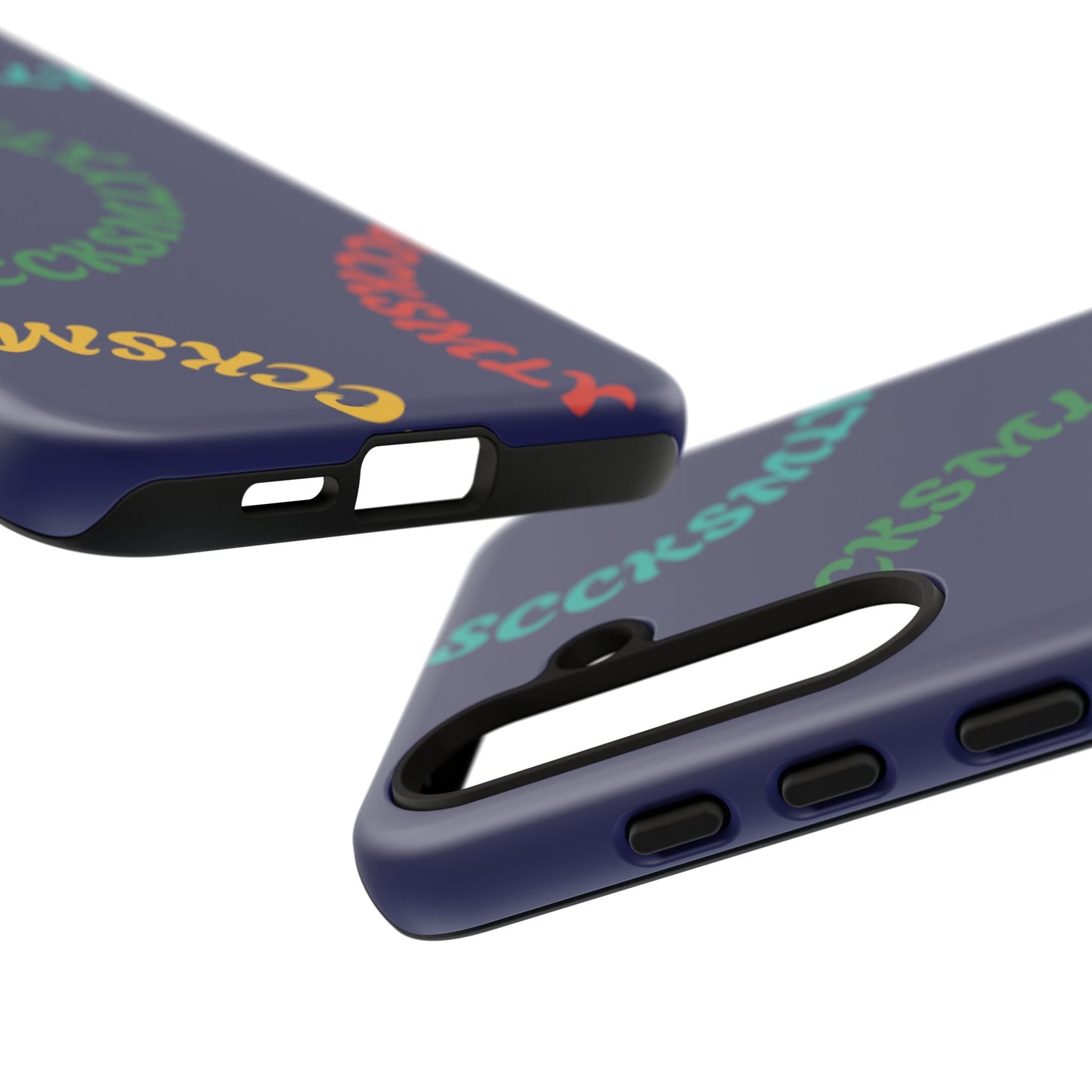 Y2K Wavy Script Tough Case for Samsung- Navy Blue