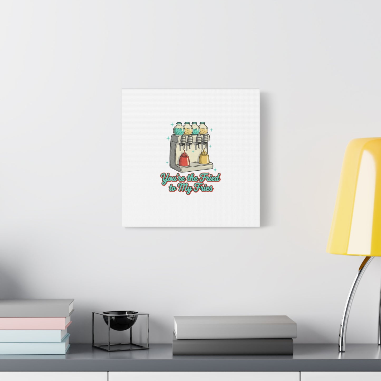 You’re the Fried to My Fries Canvas | Retro Diner Matchbook, Pantry Label Art