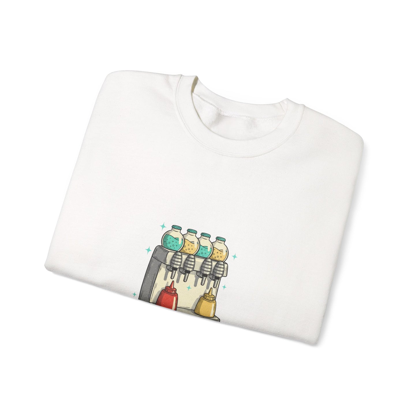 Soda Fountain Dispenser Sweatshirt | retro diner shirt, pantry label art