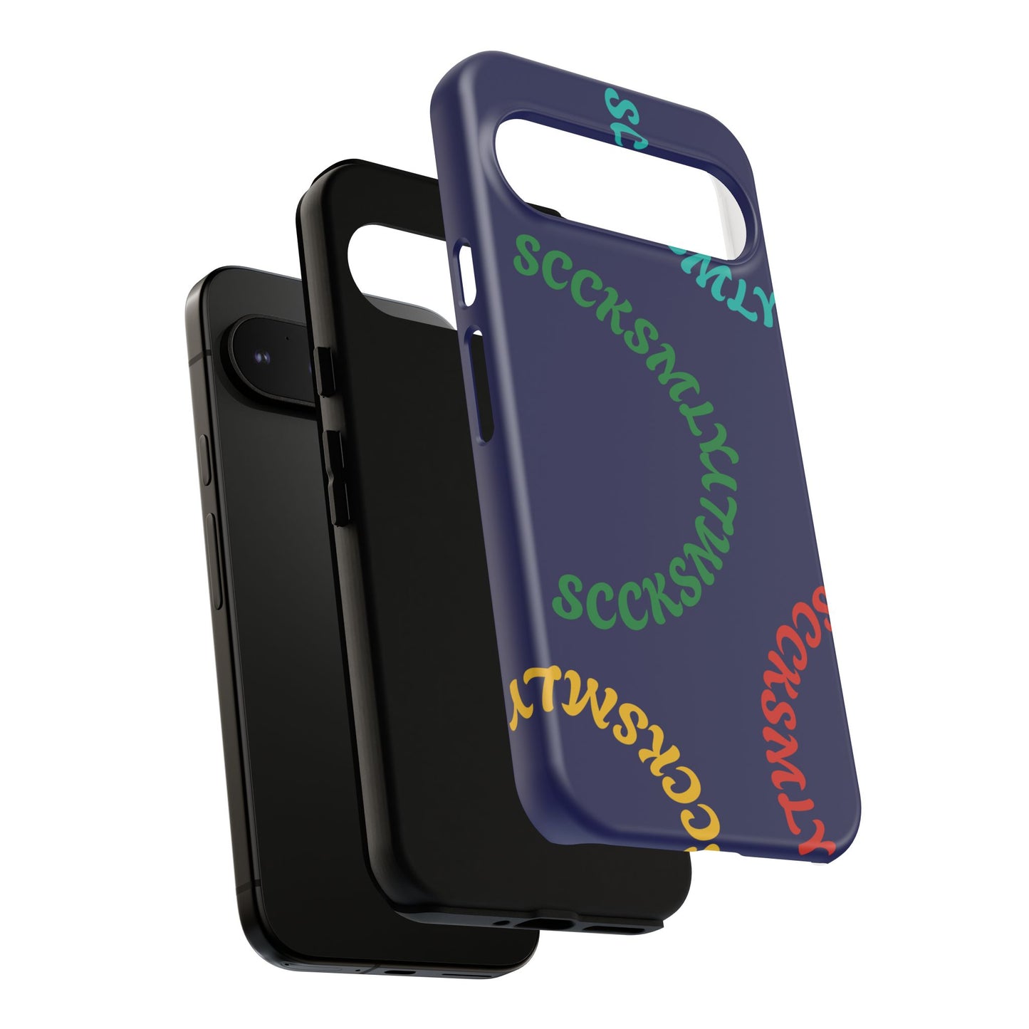 Y2K Wavy Script Tough Case for Google Pixel- Navy Blue