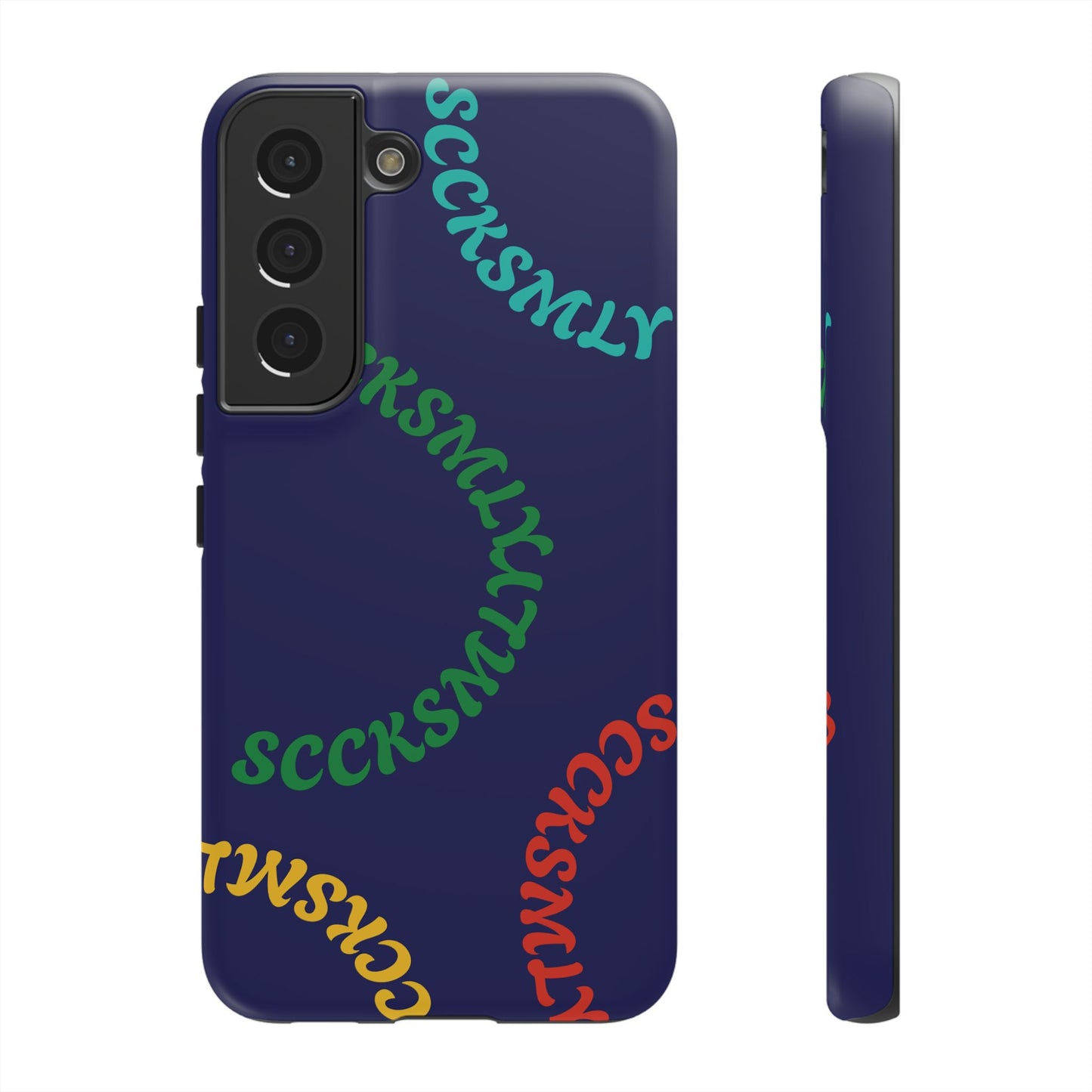 Y2K Wavy Script Tough Case for Samsung- Navy Blue