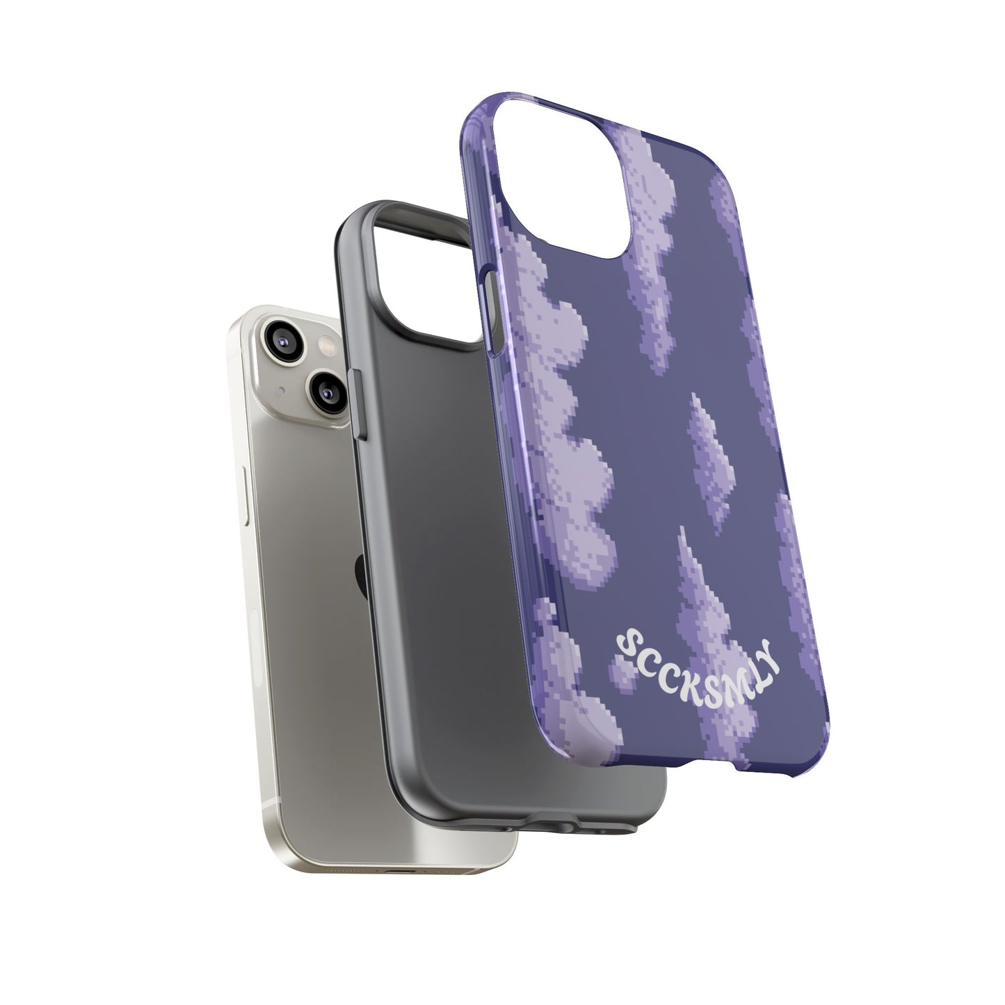 Lilac Pixel Cloud Tough Phone Case for Apple