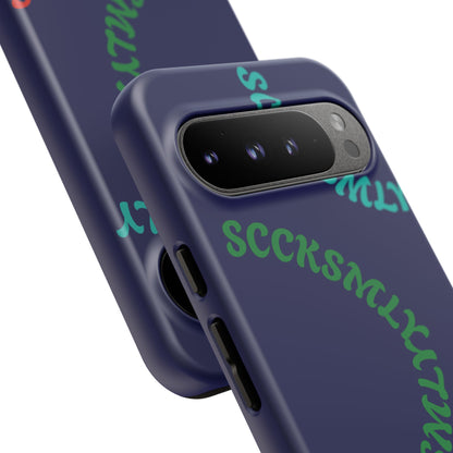 Y2K Wavy Script Tough Case for Google Pixel- Navy Blue