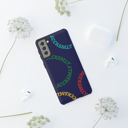 Y2K Wavy Script Tough Case for Samsung- Navy Blue