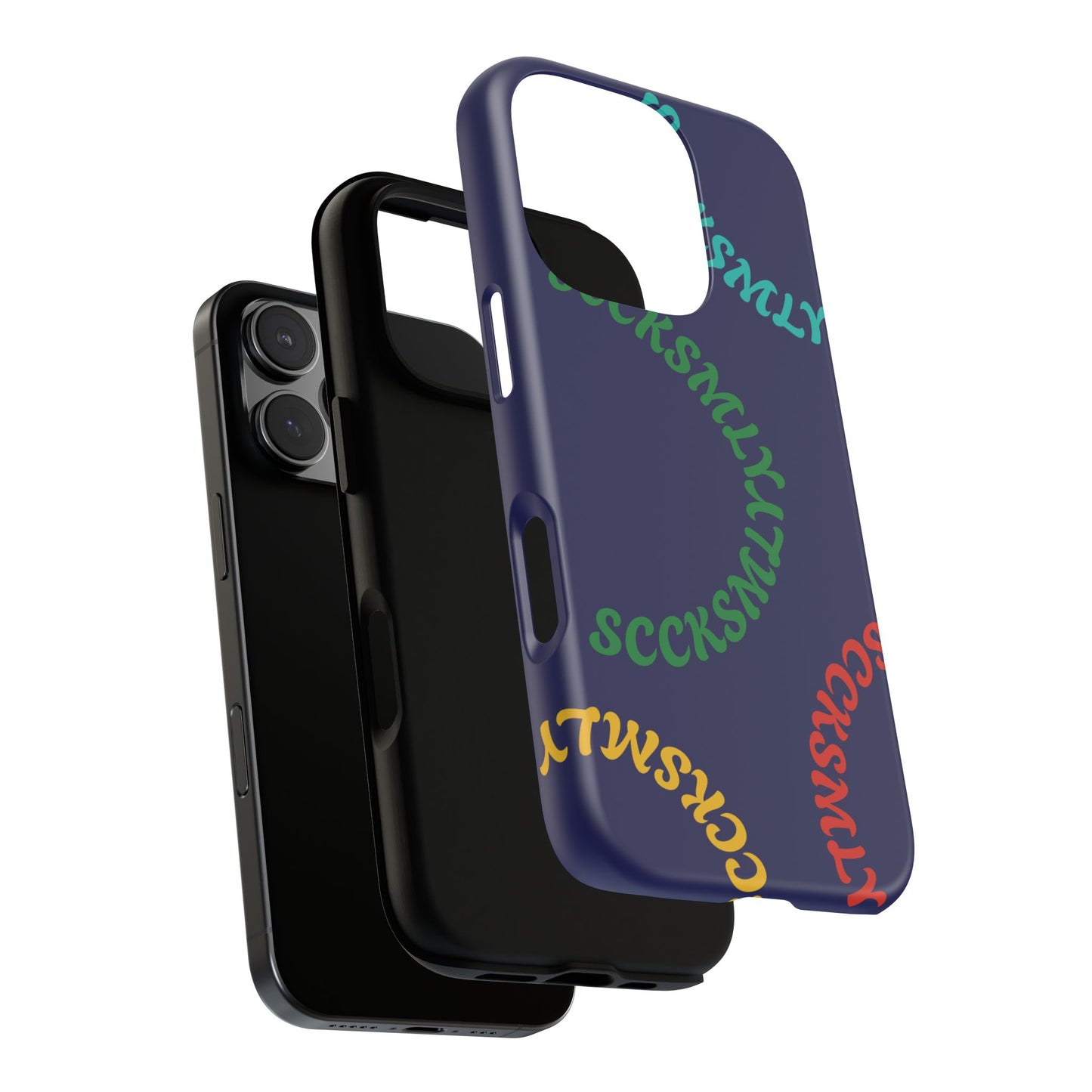 Y2K Wavy Script Tough Case for Apple- Navy Blue