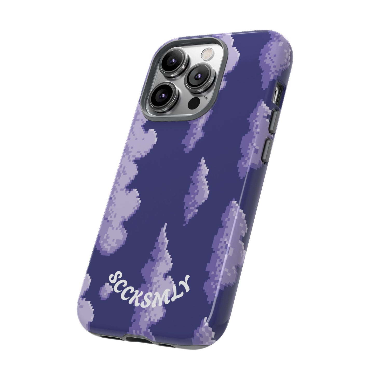 Lilac Pixel Cloud Tough Phone Case for Apple