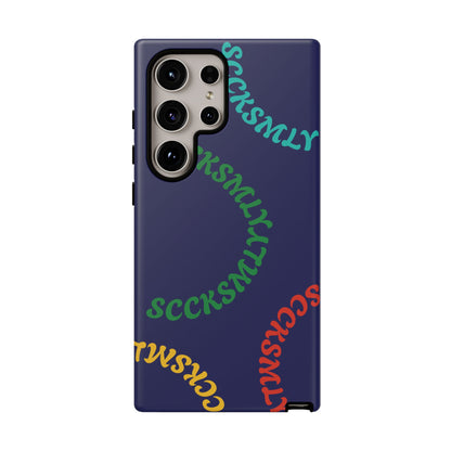 Y2K Wavy Script Tough Case for Samsung- Navy Blue