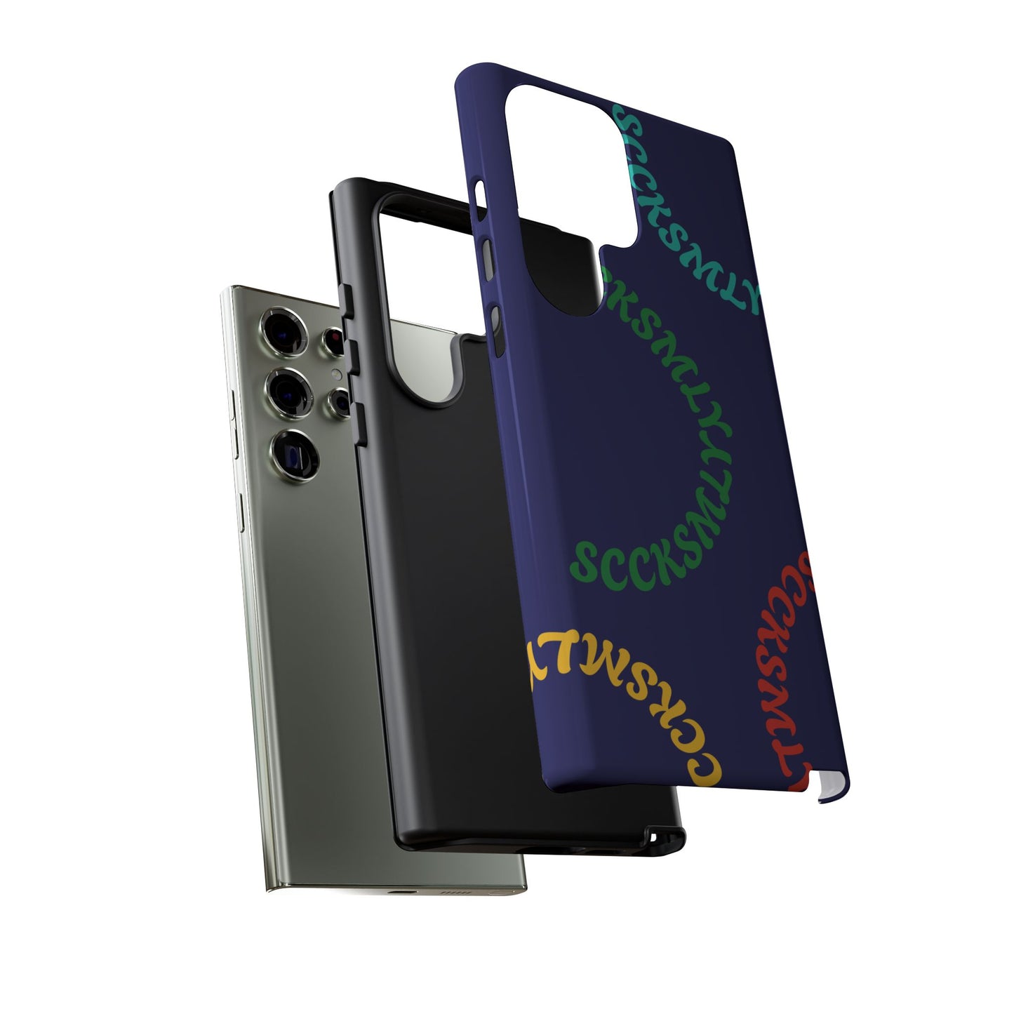Y2K Wavy Script Tough Case for Samsung- Navy Blue
