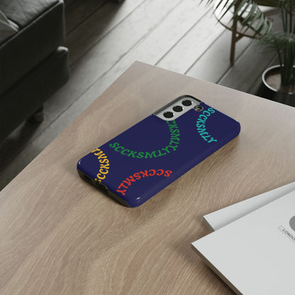 Y2K Wavy Script Tough Case for Samsung- Navy Blue