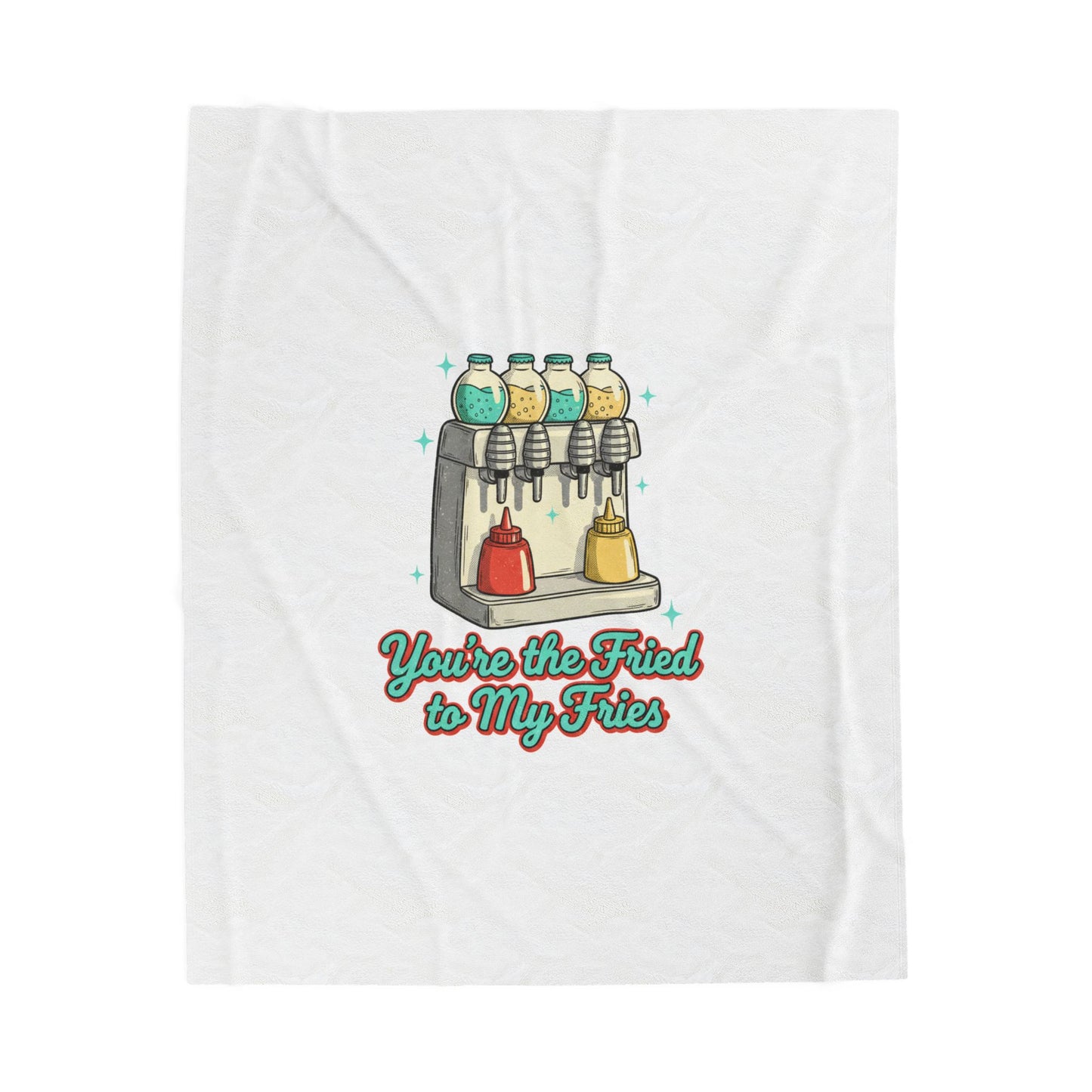 You're the Fried to My Fries Velveteen Blanket | Retro Diner Matchbook, Pantry Label Art