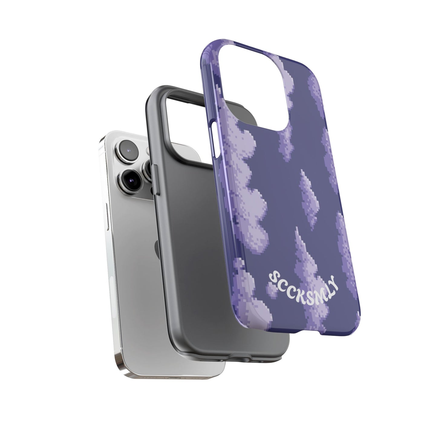Lilac Pixel Cloud Tough Phone Case for Apple