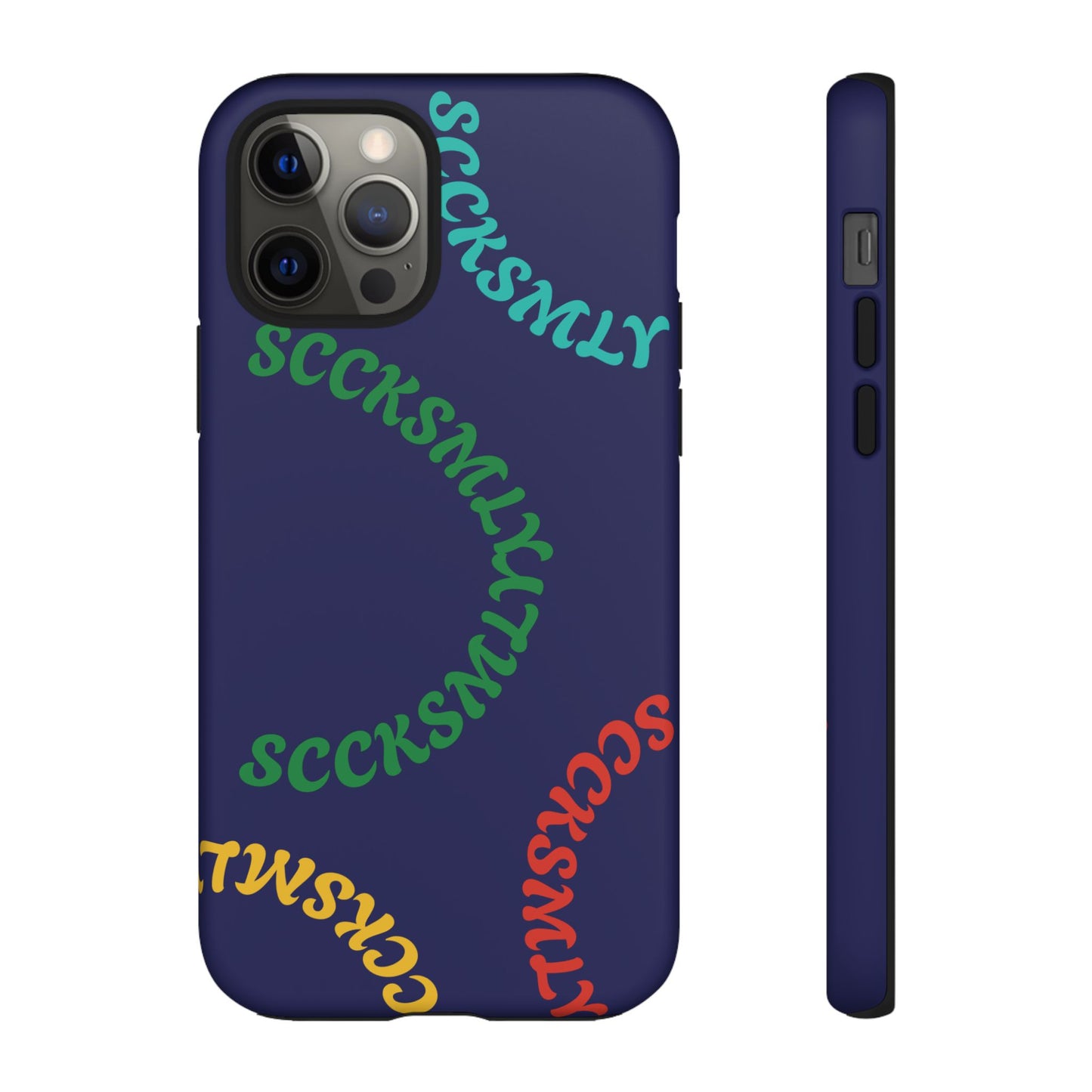 Y2K Wavy Script Tough Case for Apple- Navy Blue