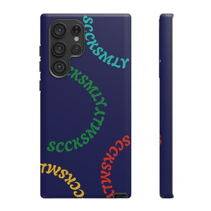 Y2K Wavy Script Tough Case for Samsung- Navy Blue