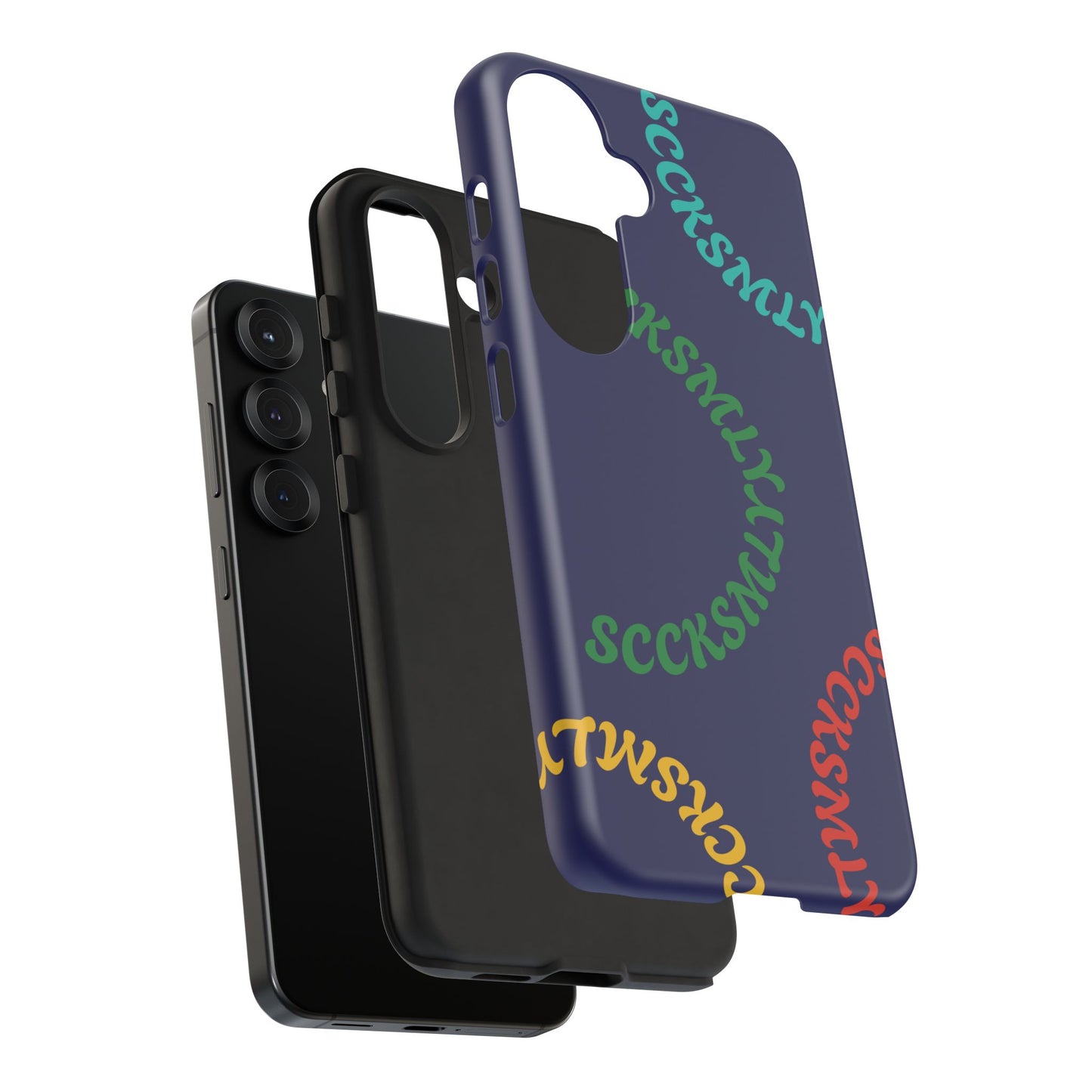 Y2K Wavy Script Tough Case for Samsung- Navy Blue