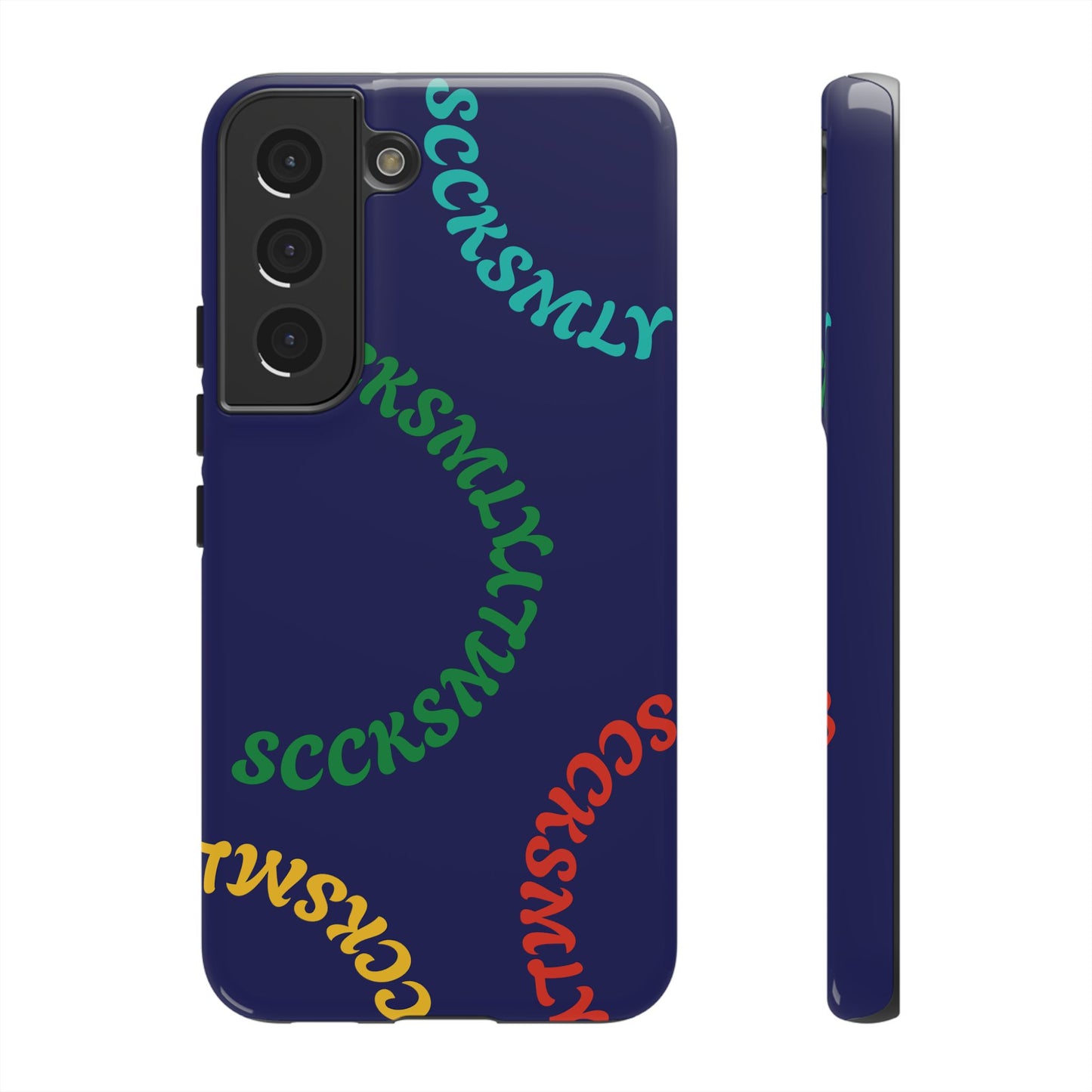 Y2K Wavy Script Tough Case for Samsung- Navy Blue