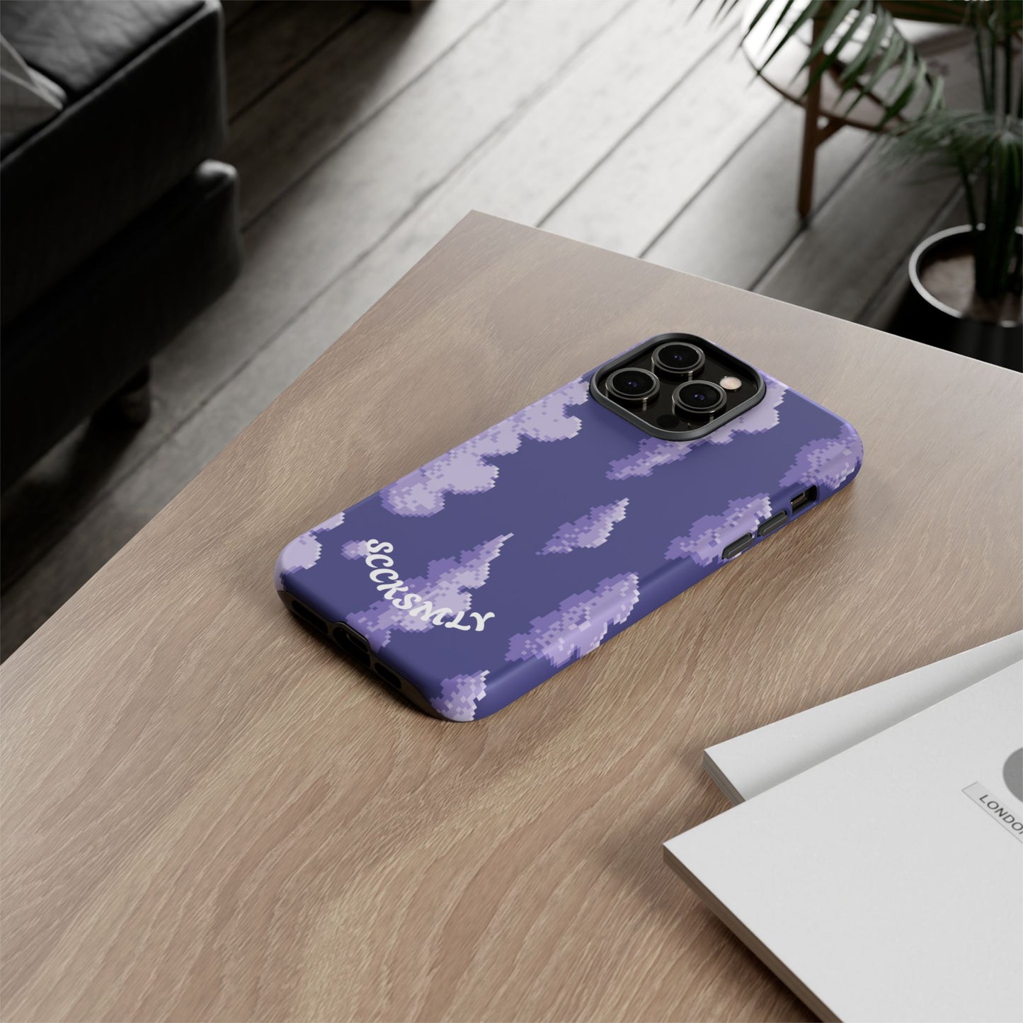 Lilac Pixel Cloud Tough Phone Case for Apple