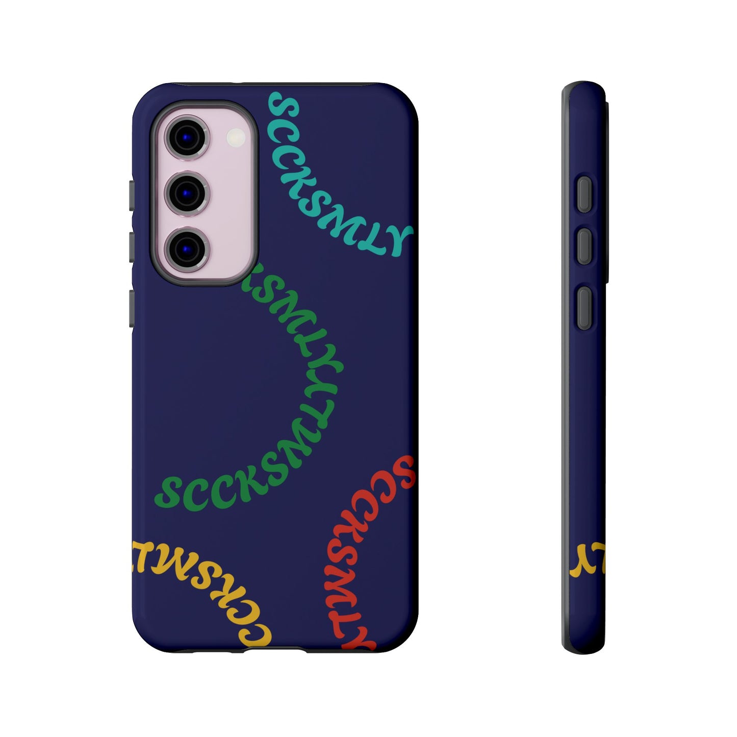 Y2K Wavy Script Tough Case for Samsung- Navy Blue
