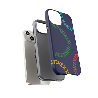 Y2K Wavy Script Tough Case for Apple- Navy Blue