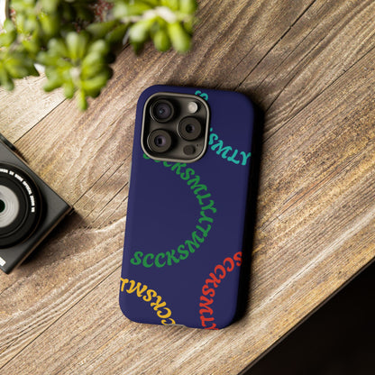Y2K Wavy Script Tough Case for Apple- Navy Blue