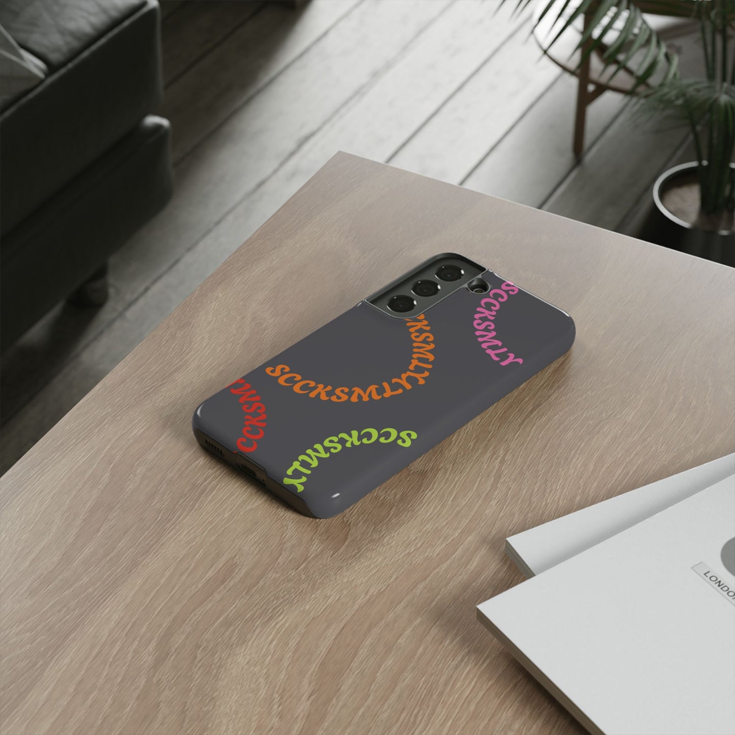 Y2K Wavy Script Tough Case for Samsung- Gray