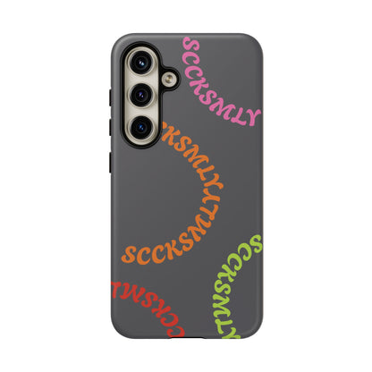 Y2K Wavy Script Tough Case for Samsung- Gray