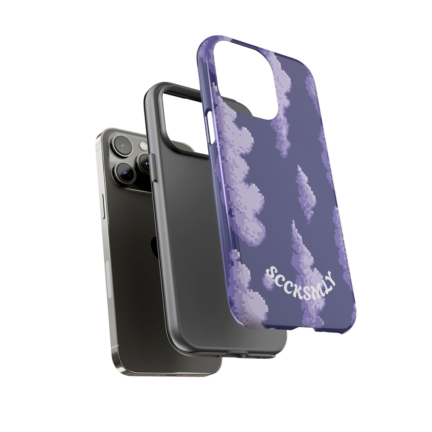 Lilac Pixel Cloud Tough Phone Case for Apple