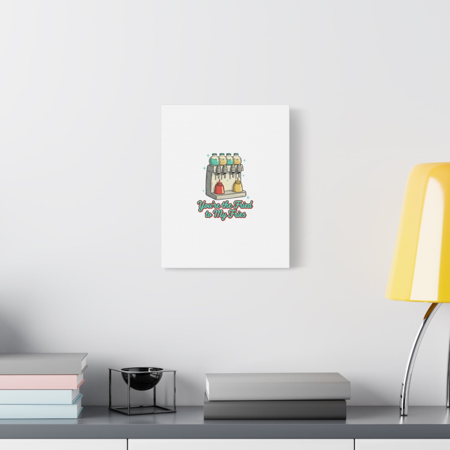 You’re the Fried to My Fries Canvas | Retro Diner Matchbook, Pantry Label Art