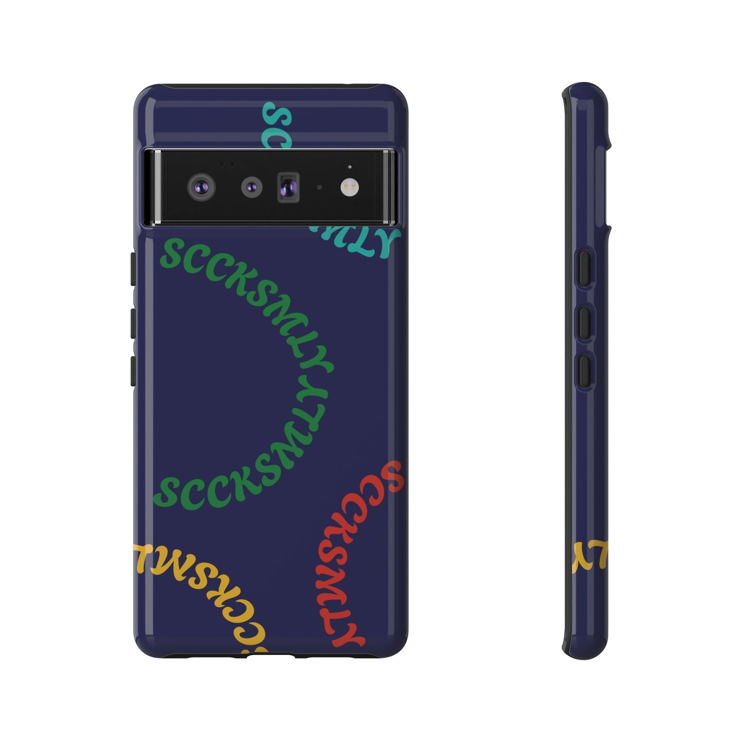 Y2K Wavy Script Tough Case for Google Pixel- Navy Blue