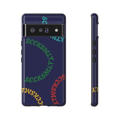 Y2K Wavy Script Tough Case for Google Pixel- Navy Blue